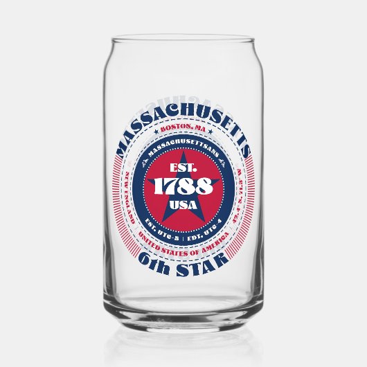 Patriottisch Massachusetts typografie ontwerp Blikvorm Glas (Voorkant)