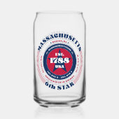 Patriottisch Massachusetts typografie ontwerp Blikvorm Glas (Achterkant)