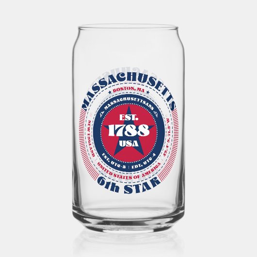 Patriottisch Massachusetts typografie ontwerp Blikvorm Glas (Achterkant)