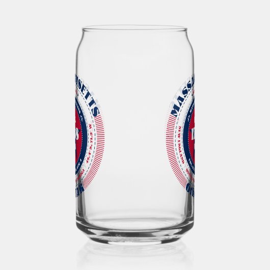 Patriottisch Massachusetts typografie ontwerp Blikvorm Glas (Rechts)