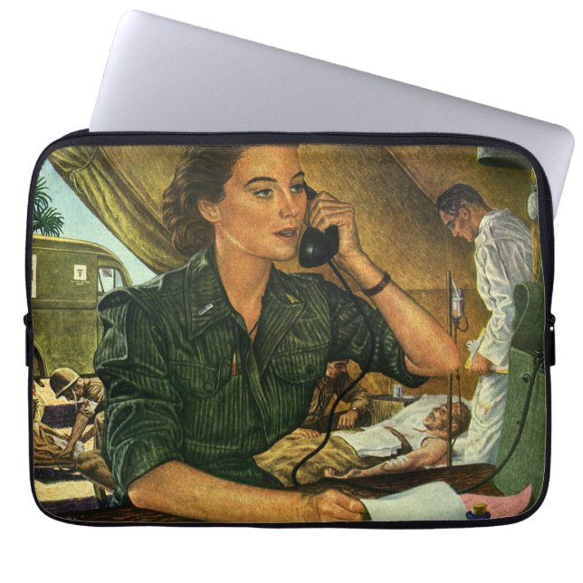  Patriottisch, medisch verpleegster telefonisch Laptop Sleeve (Voorkant)