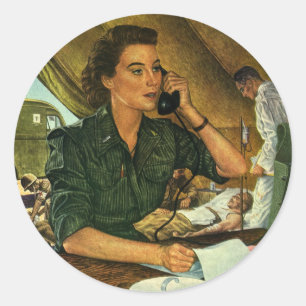  Patriottisch, medisch verpleegster telefonisch Ronde Sticker