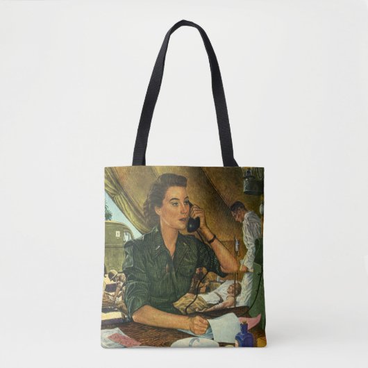 Patriottisch, medisch verpleegster telefonisch Tote Bag (Voorkant)
