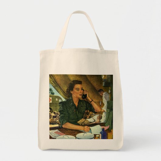 Patriottisch, medisch verpleegster telefonisch Tote Bag (Voorkant)