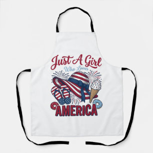Patriottisch Meisje Amerika Zomer Vintage T-Shirt  Schort