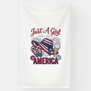 Patriottisch Meisje Amerika Zomer Vintage T-Shirt  Spandoek