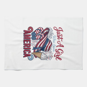 Patriottisch meisje Amerika zomervintage T-shirt D Theedoek