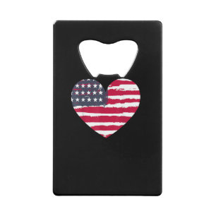 Patriottisch Meisje Amerikaanse Vlag Hart 4 juli R Creditkaart Flessenopener