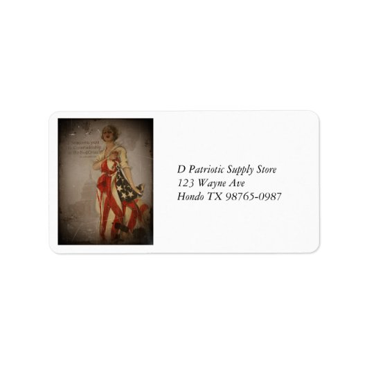 Patriottisch meisje in de vlag etiket (Voorkant)