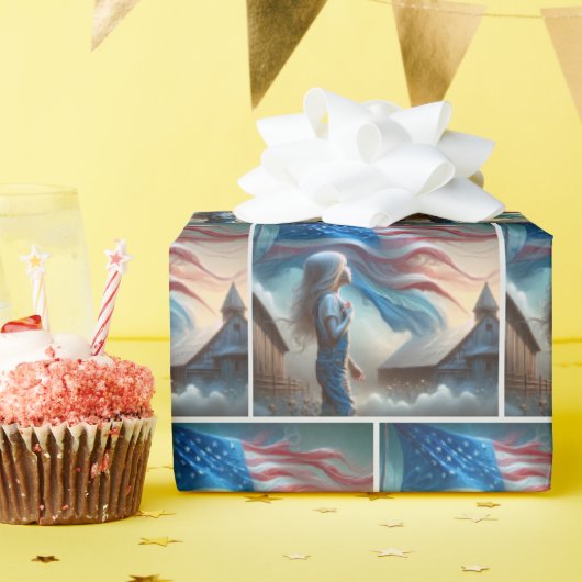 Patriottisch meisje in katoenveld cadeaupapier (Verjaardagsfeest)