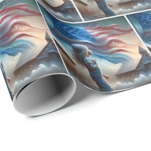 Patriottisch meisje in katoenveld cadeaupapier (Rol Hoek)