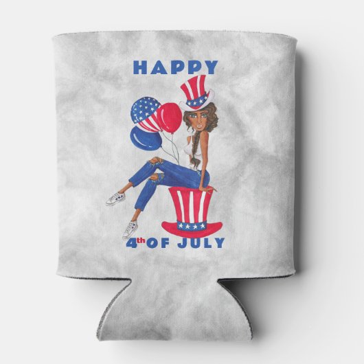 Patriottisch meisje van 4 juli blikjeskoeler (Achterkant)