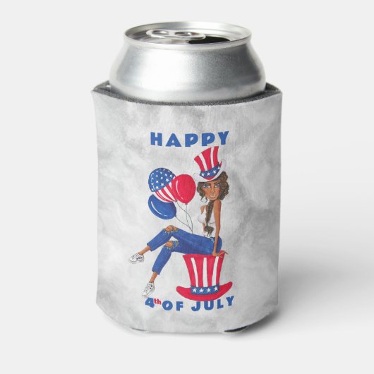 Patriottisch meisje van 4 juli blikjeskoeler (Blikje Achterkant)