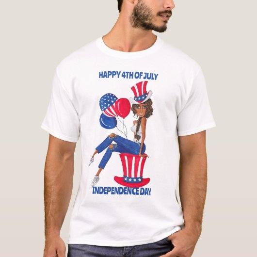 Patriottisch meisje van 4 juli t-shirt (Voorkant)