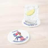 Patriottisch meisje van 4 juli zandsteen onderzetter (Zijkant)