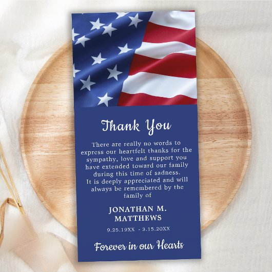 Patriottisch Memorial American Flag Veteran Funera Bedankkaart
