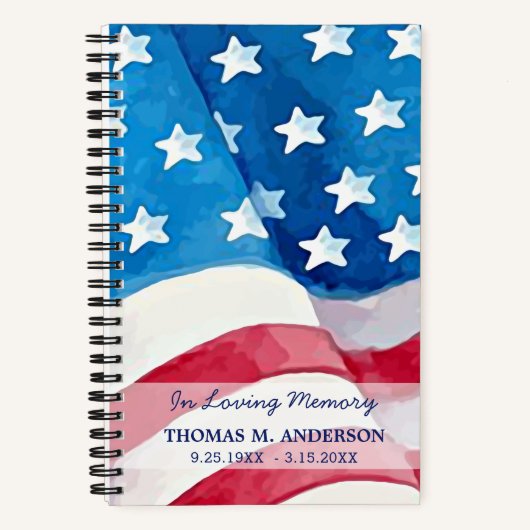 Patriottisch Memorial Funeral Guestbook American F Notitieboek (Voorkant)