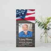 Patriottisch Memorial US Flag Funeral Prayer Bladw (Staand voorkant)