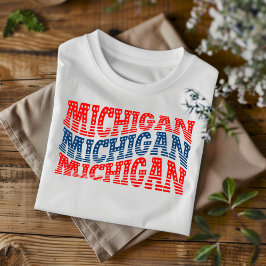 Patriottisch Michigan Rood en Blauw Boho T-shirt