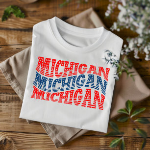 Patriottisch Michigan Rood en Blauw Boho T-shirt 