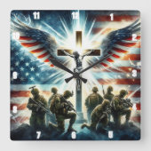 patriottisch militair kruis vierkante klok (Voorkant)