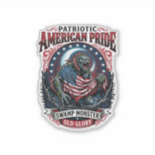 Patriottisch Moeras Monster Old Glory Horror Monst Sticker (Voorkant)