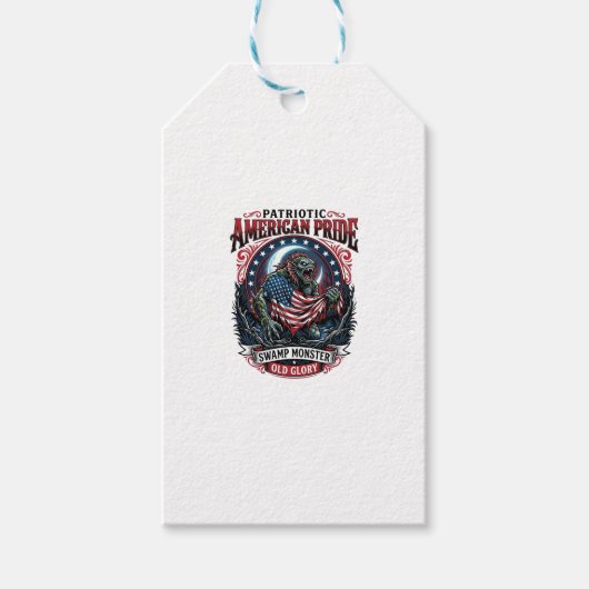 Patriottisch moerasmonster Old Glory Horror Monste Cadeaulabel (Voorkant)