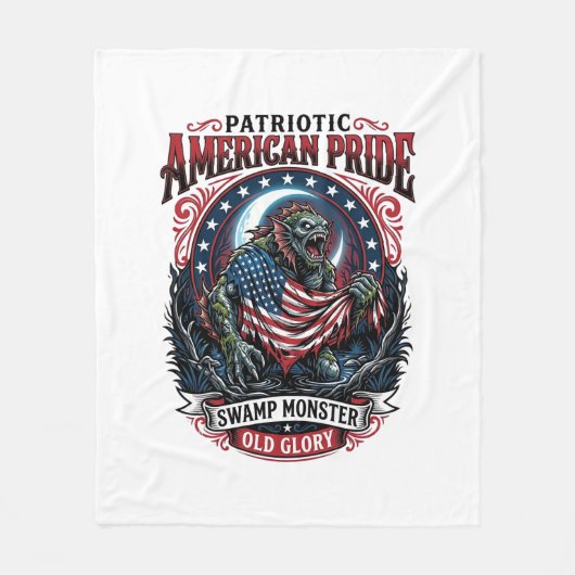 Patriottisch moerasmonster Old Glory Horror Monste Fleece Deken (Voorkant)