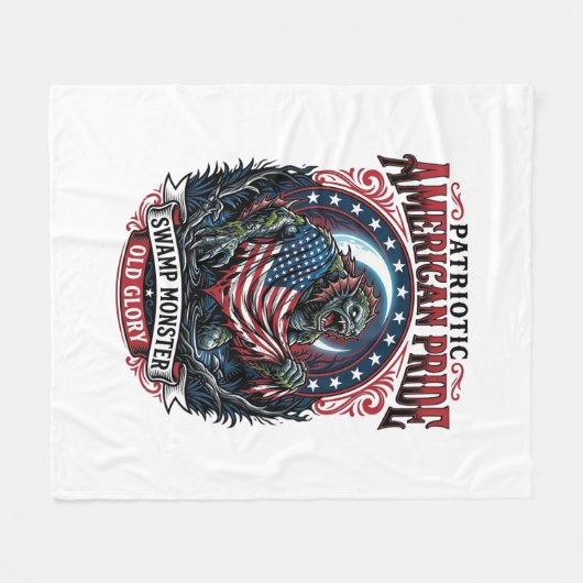 Patriottisch moerasmonster Old Glory Horror Monste Fleece Deken (Voorkant (Horizontaal))