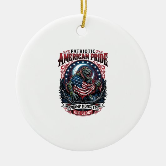 Patriottisch moerasmonster Old Glory Horror Monste Keramisch Ornament (Voorkant)