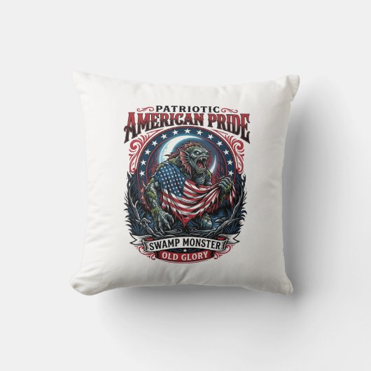 Patriottisch moerasmonster Old Glory Horror Monste Kussen (Voorkant)