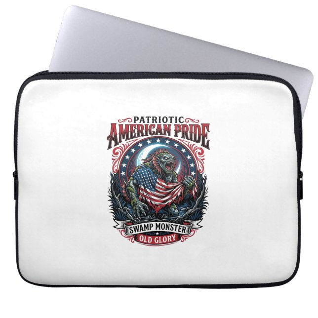 Patriottisch moerasmonster Old Glory Horror Monste Laptop Sleeve (Voorkant)