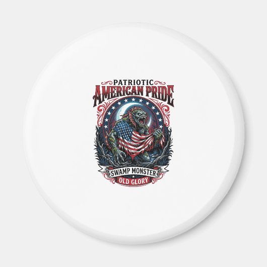 Patriottisch moerasmonster Old Glory Horror Monste Magneet (Voorkant)