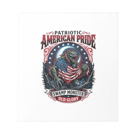 Patriottisch moerasmonster Old Glory Horror Monste Notitieblok (Voorkant)