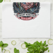 Patriottisch moerasmonster Old Glory Horror Monste Theedoek (Gevouwen)