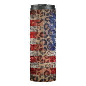 Patriottisch Mom Life Design met luipaardprint Thermosbeker (Achterkant)