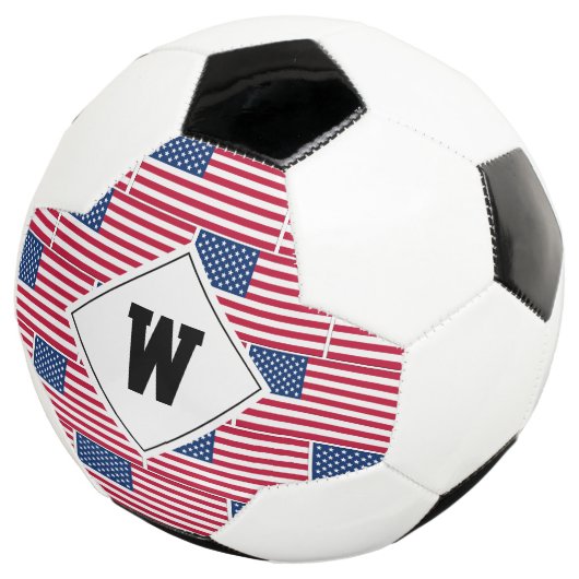 Patriottisch monogram AMERICAN FLAG Voetbal (Drie kwart)
