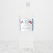 Patriottisch Monogram Amerikaanse Vlaggen Huwelijk Waterfles Etiket (Voorkant)