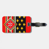 Patriottisch monogram Faux Gold Maple Red en Black Bagagelabel (Achterkant horizontaal)