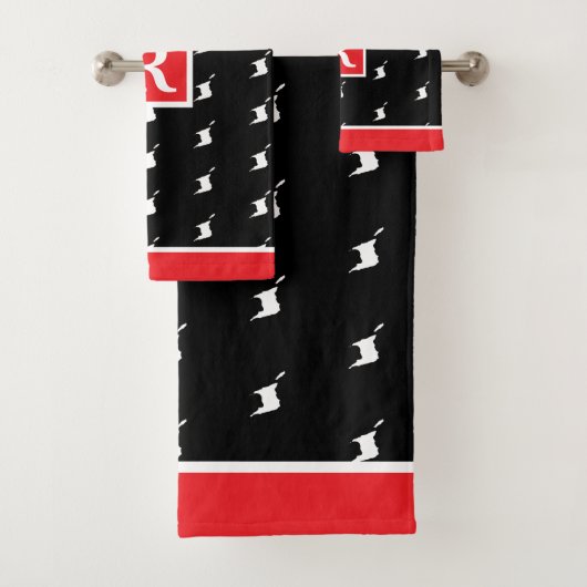 Patriottisch monogram in ROOD WIT en ZWART Bad Handdoek (Insitu)