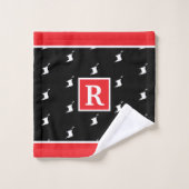 Patriottisch monogram in ROOD WIT en ZWART Bad Handdoek (Wasdoekje)