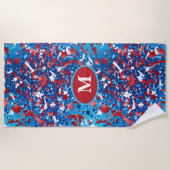 Patriottisch Monogram Strandlaken – Rood Wit Blauw (Voorkant)