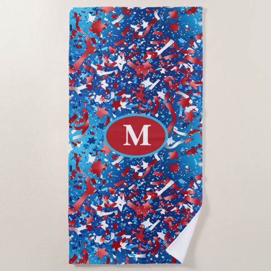 Patriottisch Monogram Strandlaken – Rood Wit Blauw (Voorkant)