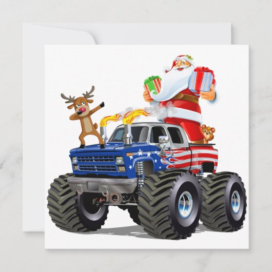 Patriottisch / Monster Truck Kerstmis Kaart (Voorkant)