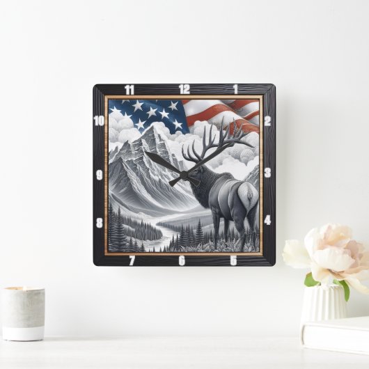 Patriottisch Moose berglandschap Vierkante Klok (Huis)