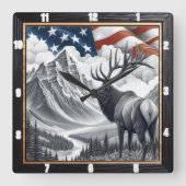 Patriottisch Moose berglandschap Vierkante Klok (Voorkant)