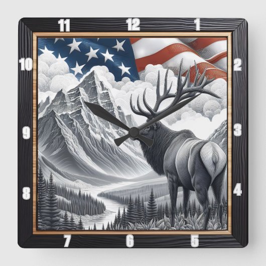 Patriottisch Moose berglandschap Vierkante Klok (Voorkant)