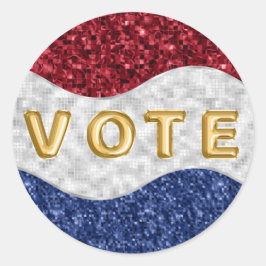 Patriottisch Mozaïekgolven Stemmen Ronde Sticker