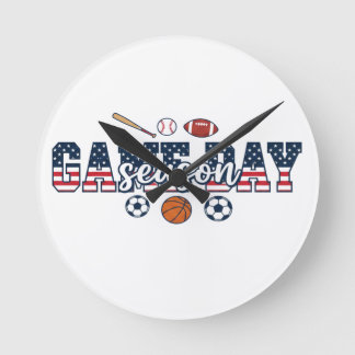 Patriottisch Multi Sport Spel Dag Seizoen Amerikaa Ronde Klok