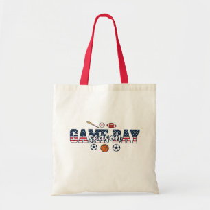 Patriottisch Multi Sport Spel Dag Seizoen Amerikaa Tote Bag